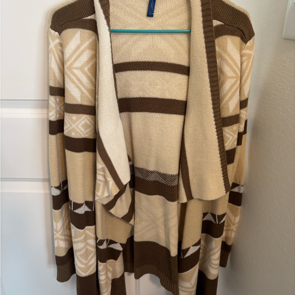 Brown and Cream Patterned Cardigan